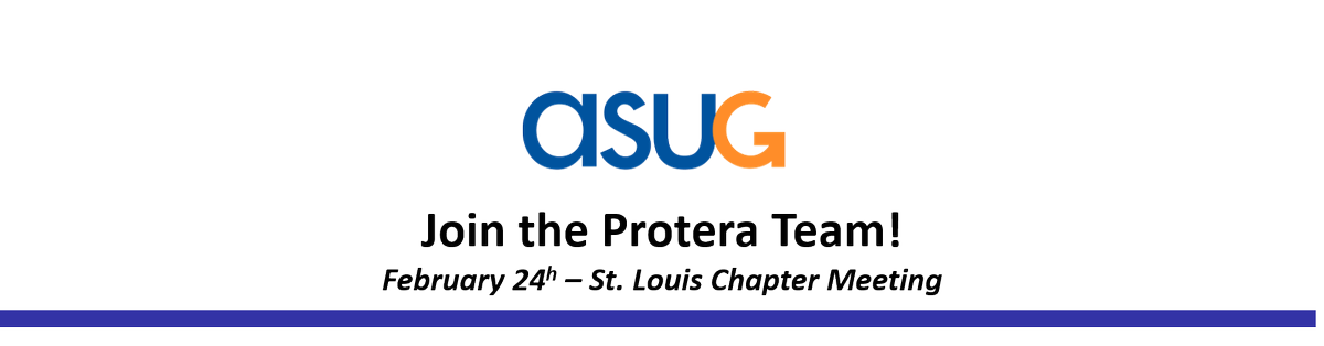 ProteraTech's tweet image. @ASUG365 St.Louis Chapter meeting this Friday February 24 – Join @Protera team #SAPHANA #SAPCloudMigration pmarketing.protera.biz/acton/media/71…