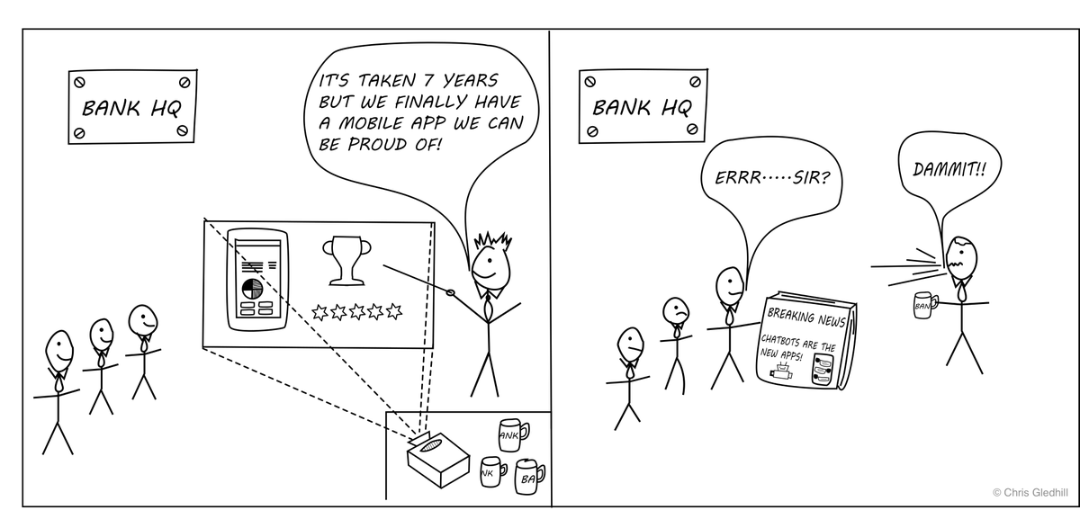 cgledhill's tweet photo. You can't help but feel sorry for the banks! 😂🏛
#fintech #chatbots #banking https://t.co/pTdBlcyvYJ