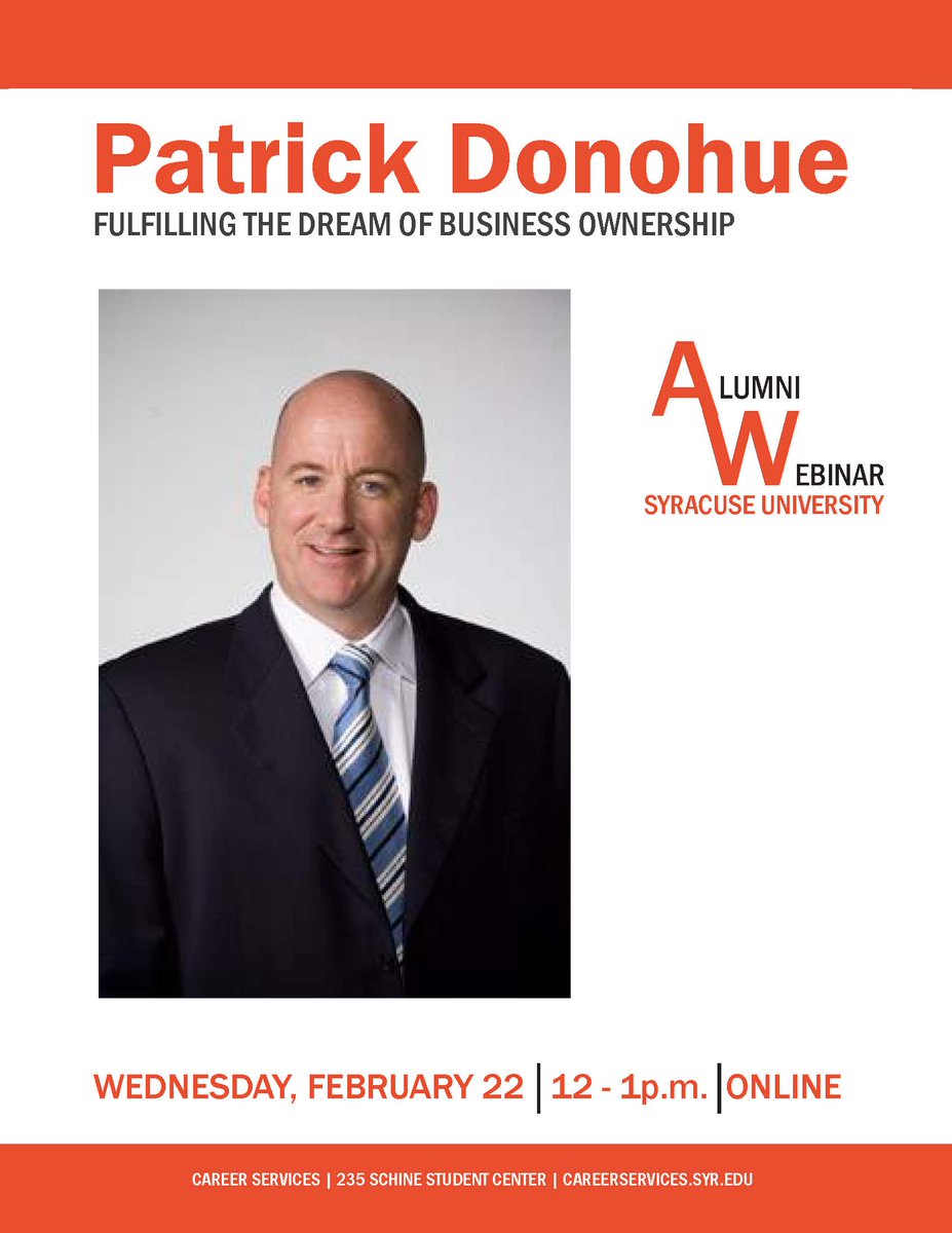 WorkingOrange's tweet image. Join us today at 12pm noon for a webinar about owning your own business! webconference.syr.edu/franchise/even…