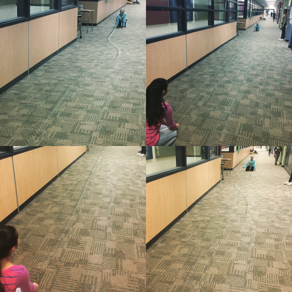 irishteacher205's tweet photo. ...creating transverse and longitudinal waves...long slinkies! #somuchfun #kiddoslearning #bestjobever xoxo https://t.co/ohlDyEWaSW