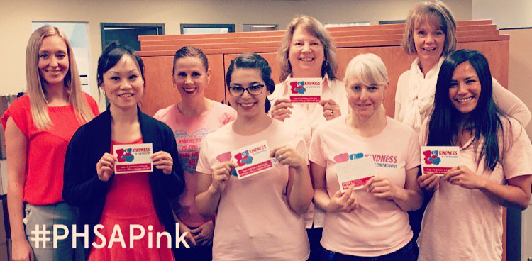 PHSAofBC's tweet photo. PHSA Communications team’s #PinkShirtPromise: practice kindness for @PinkShirtDay and on every day. #PHSAPink #PinkShirtDay https://t.co/5roq8XAw4N