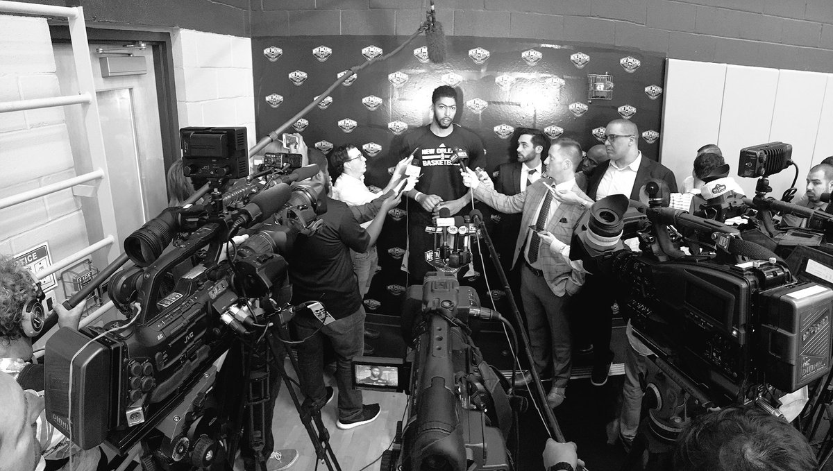 .@AntDavis23 meets the media after practice #Pelicans https://t.co/Uyz2oY6zNt