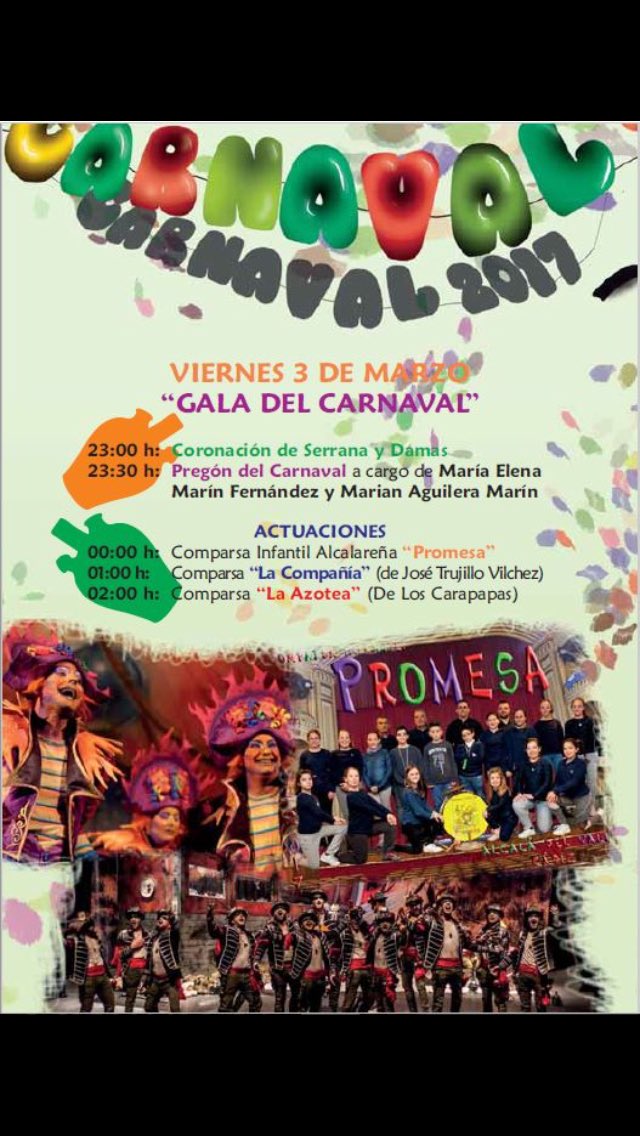 alkarnaval's tweet photo. Programa Carnaval Alcalá Del Valle 2017. @alkarnaval @Alkarnaval_Dial https://t.co/iyhAhiDNvU