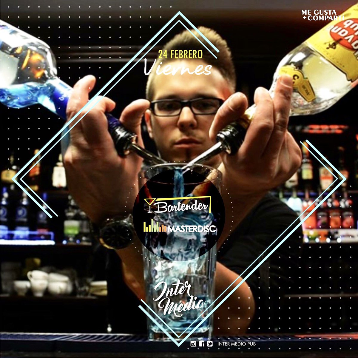 Intermediopub's tweet photo. ESTE VIERNES HACEMOS LIO #InterNoFalla🔥

➡ BARTENDER 
➡ Mastedisc 
➡ Dj Pauli Frangi

#InterMedio #Viernes https://t.co/Dz8OQ5ZLvM