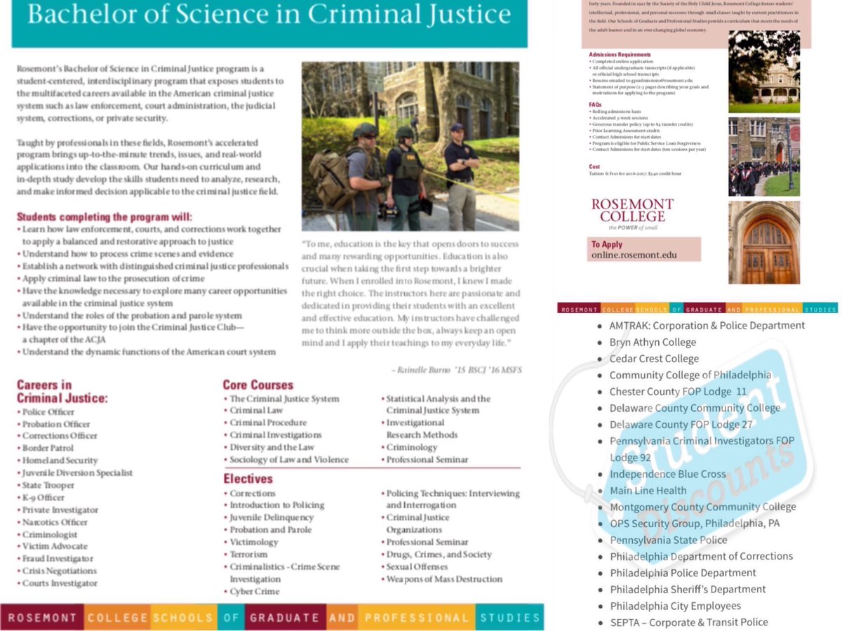 RosemontCJ's tweet photo. Earn Your Accelerated BS: Criminal Justice MA: Homeland Security degree ONLINE or in the Classroom @RosemontCollege https://t.co/ZQUbyCAaQU https://t.co/jJEl7NeuHA