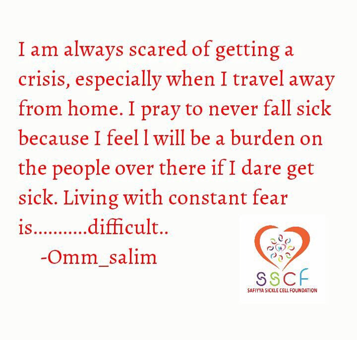 SafiyyaSCF's tweet image. @Omm_Saalim 
#WhatSickleCellMeansToMe