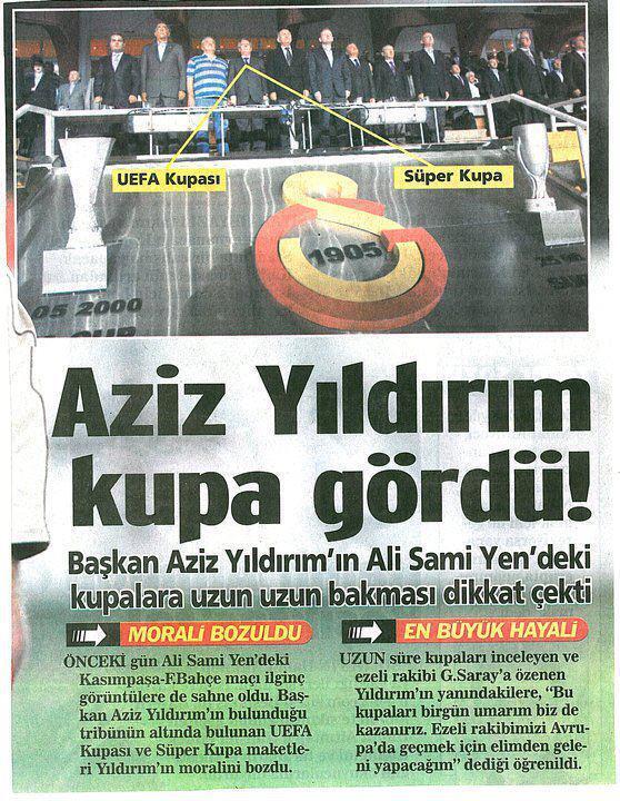 🤣 Aziz Yıldırım'ın gördüğü Galatasaray kupaları
UEFA🏆
Süper🏆
Süper Lig 🏆🏆🏆🏆🏆🏆🏆🏆🏆🏆
TR Kupa🏆🏆🏆🏆🏆🏆🏆
TR Süper🏆🏆🏆🏆🏆🏆