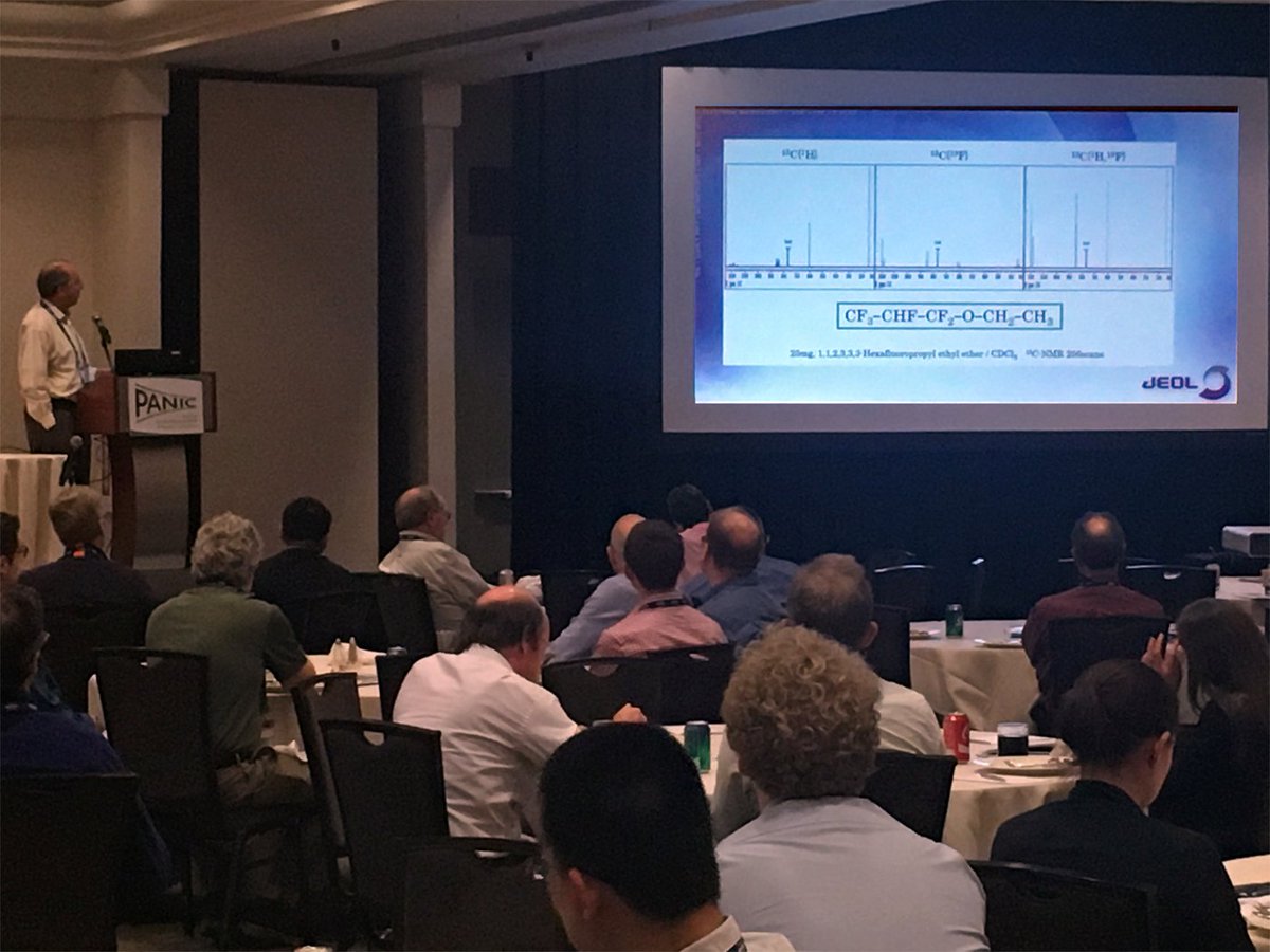 JEOLUSA's tweet photo. Today's lunchtime talks at #PANIC2017: Ron Crouch and Dr. Suematsu discuss JEOL #NMR recent developments and results. https://t.co/vjpHPUKi7E