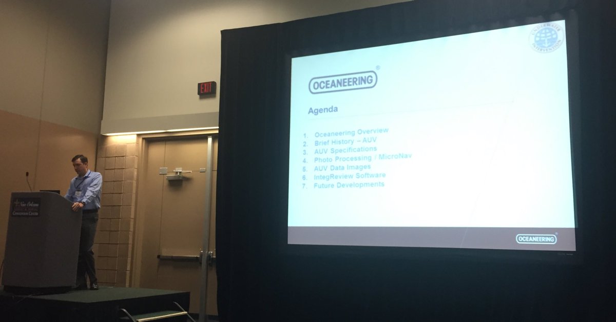 justin_manley's tweet photo. Wrapping up first #auv #asv session @UITradeShow @MTSociety #UI17 thank you @Oceaneering for providing a pipeline inspection case study! https://t.co/NWVG8tLqNL