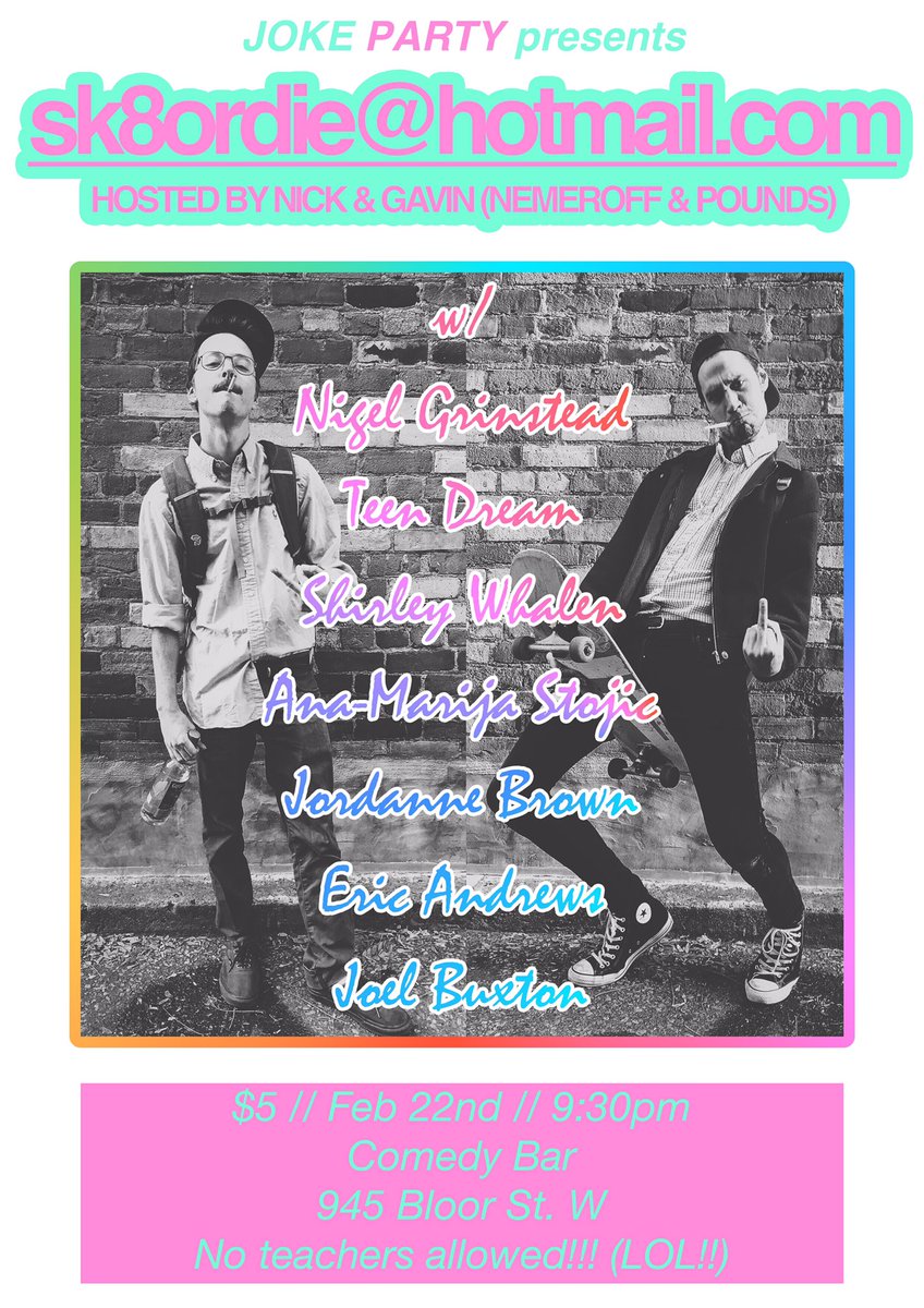 nicknemeroff's tweet photo. ~~2nite!~~ @comedybar
w/
@NigelGrinstead
@MartyTopps
@JackiePirico
@Perry7Platypus7
@MericMandrews
@JoelBuxton
+++
🎤
https://t.co/or1M2z8vpP https://t.co/mOtMc2nW9y