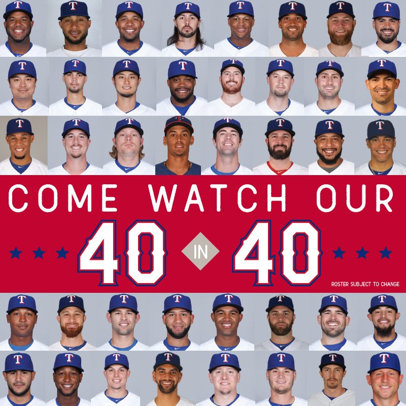Texas Rangers on X: Our 4⃣0⃣-man roster is here to remind you there's only  4⃣0⃣ more days 'til Opening Night!  / X