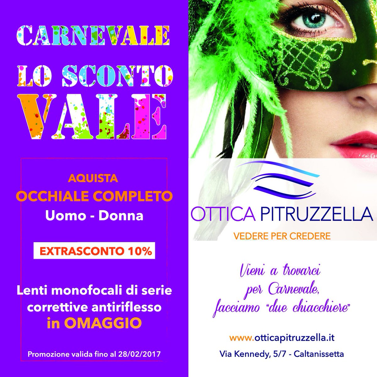 Pitruzzella57's tweet photo. PROMO CARNEVALE
Fino al 28 feb
#otticapitruzzella #caltanissetta #promocarnevale 
#febbraio2017 #occhialidavista @nuovecollezioni https://t.co/mWvjtF7msw