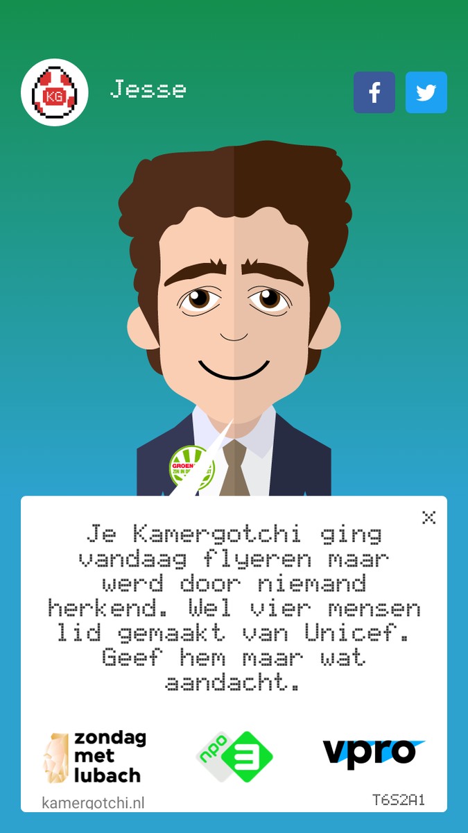 Ik speel Kamergotchi en ik moet voor Jesse zorgen. #zml kamergotchi.nl