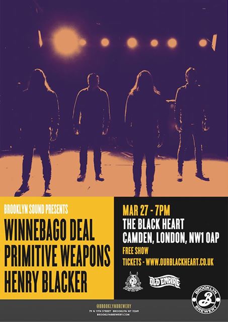 Brooklyn Sound is coming to London! <a href="/PrimitiveWeapon/">Primitive Weapons</a>, <a href="/winnebagodeal/">Winnebago Deal</a> &amp; <a href="/HenryBlacker/">Henry Blacker</a> at <a href="/Theblack_heart/">The Black Heart</a>. FREE tix -&gt; facebook.com/events/1732599…