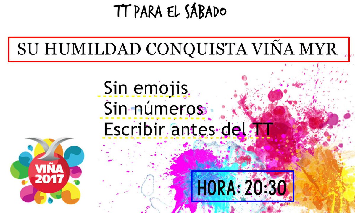 CasanovaMyWorl's tweet photo. Este es el tt para el sábado
RT para difundir 
#ArtistaDelFestivalMarama #Viña2017 https://t.co/6ZFuRNk1Xo