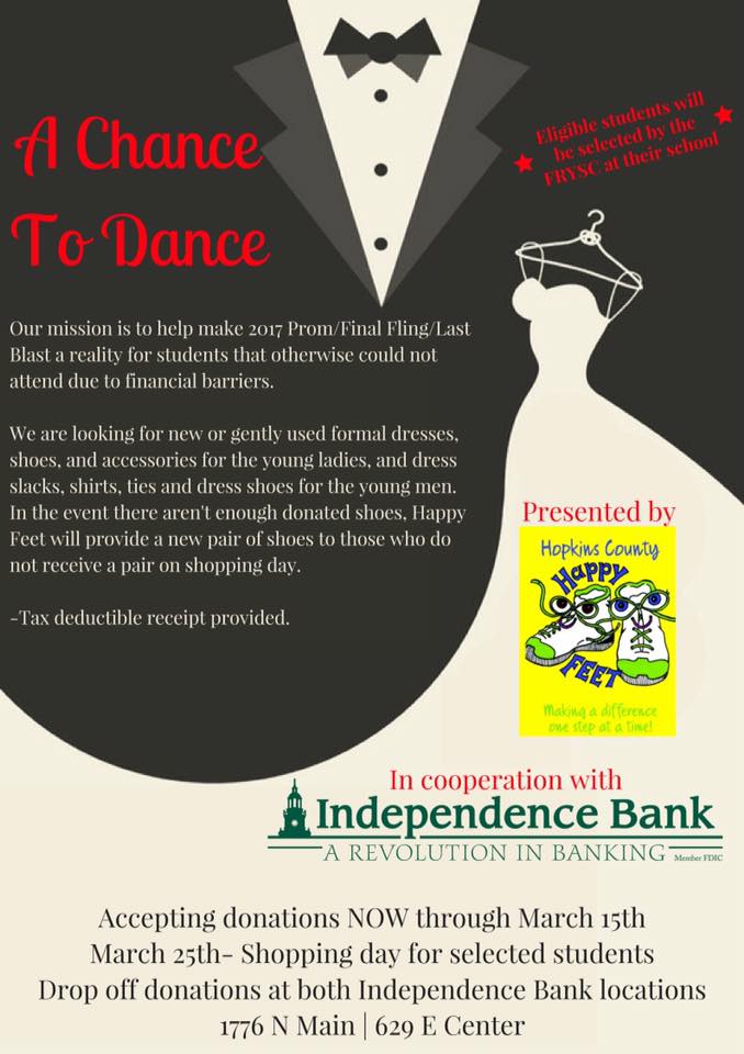 1776Bank's tweet photo. Donations are still being accepted at BOTH of our Madisonville locations! #achancetodance #IndependenceBank #1776revolution #HappyFeet https://t.co/BtwEe6kQBE