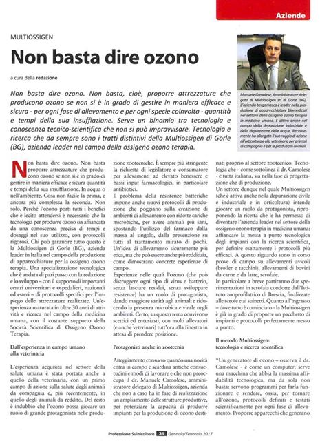 multiossigen's tweet photo. #Intervista all'Amministratore delegato #Multiossigen Manuel Camolese pubblicata sulla rivista Professione Suinicoltore #ozono https://t.co/4aJTZ6XvzO
