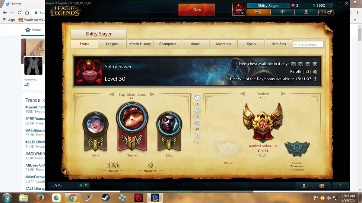 Kaito_Kupo's tweet photo. Gold 1 OTW to Playtinum i'm coming Jaspher HAHAHH.
#LolThings https://t.co/ghhdx5cKAi