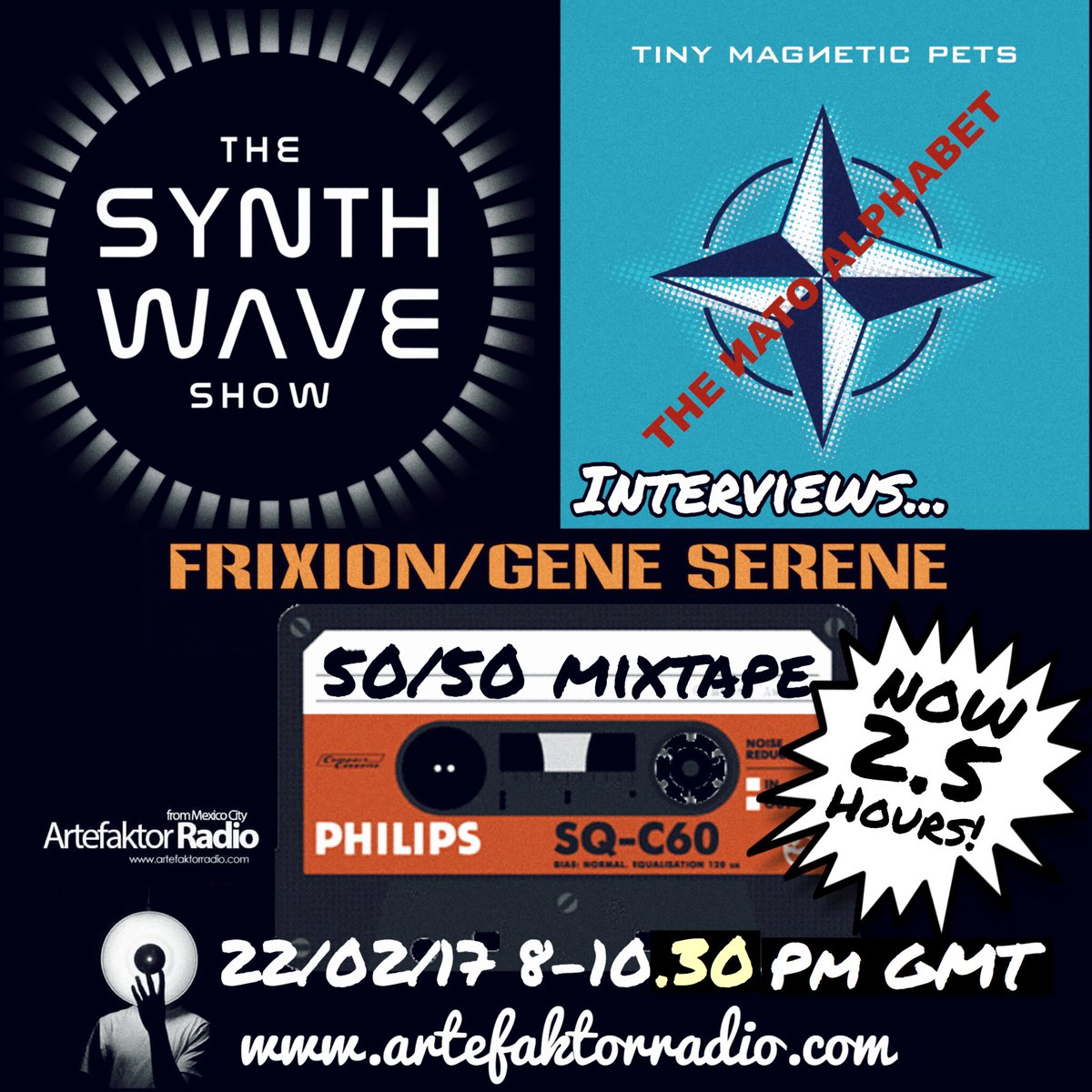 HardCellRecords's tweet image. Super extended SWSHOW TONIGHT 8-10.30pm GMT with @TinyMagneticPet and @Frixion - 2.5 hours of current and 80's synth artefaktorradio.com