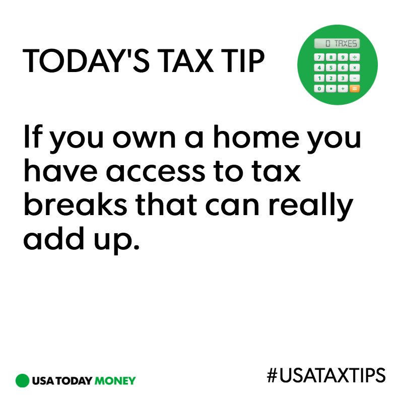 Today’s tax tip: Benefits of owning a house: usat.ly/2i2NcWU; tax breaks for home improvement: usat.ly/2k7ciVm #usataxtips