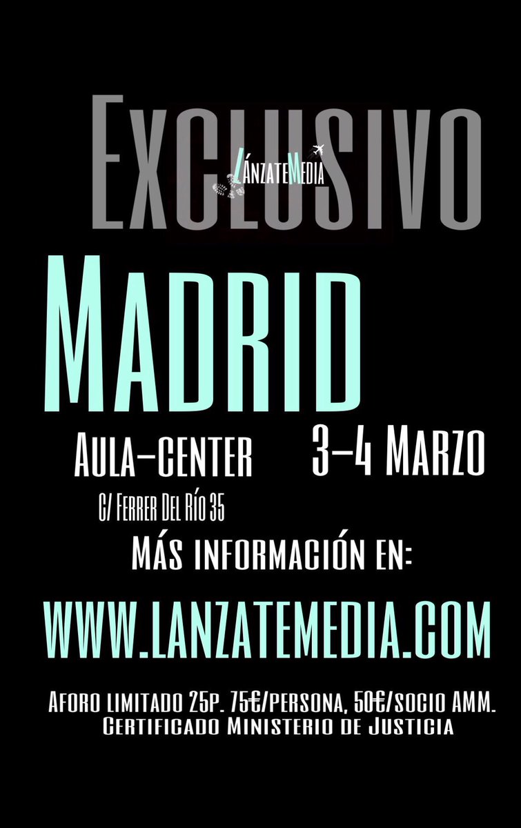 Viernes 3 y sábado 4 de marzo curso exclusivo de lanzamiento en Madrid ¡No te quedes sin tu plaza!