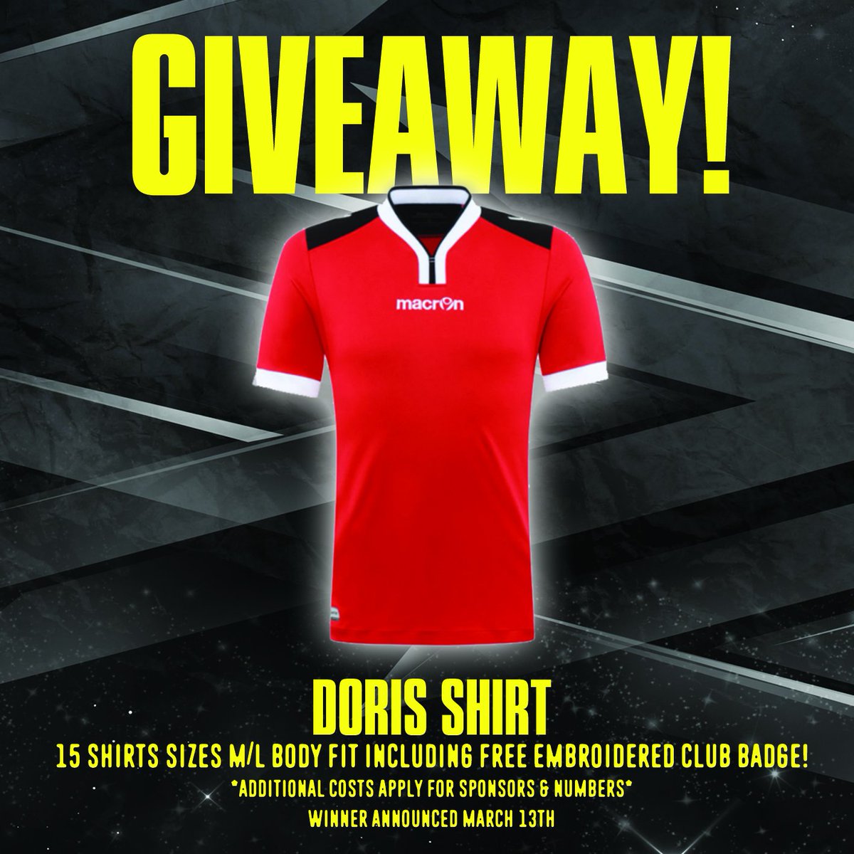 MacronWrexham's tweet photo. 💨Doris is about to hit so we are offering 15 Macron Doris shirts FREE!! Follow &amp; Retweet now for your chance to win💨 https://t.co/jmHoLxPd3y