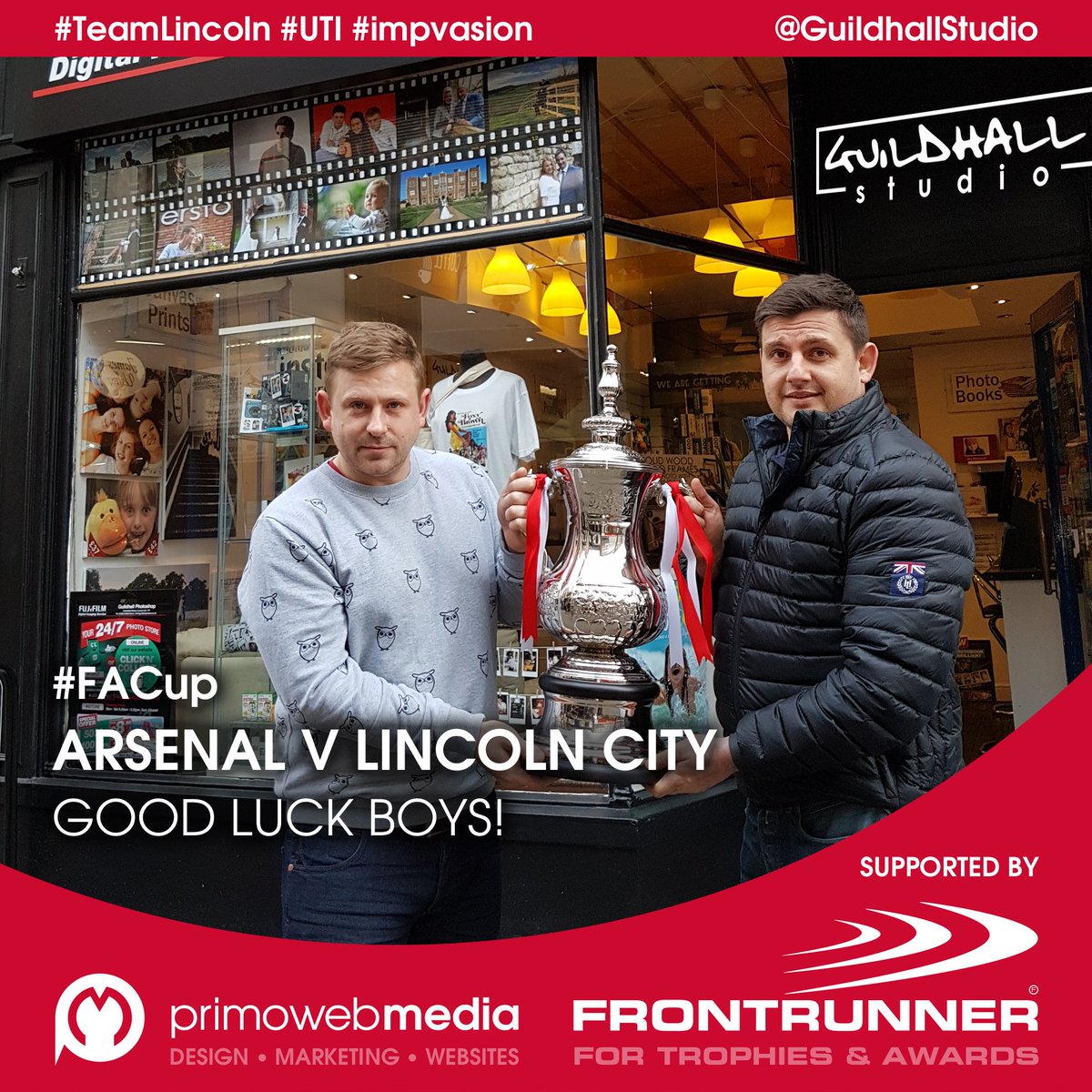 #ImpsOnTour Good luck to <a href="/LincolnCity_FC/">Lincoln City FC 🇺🇦</a> v <a href="/Arsenal/">Arsenal</a> in the QF of the #FACup! Supported by <a href="/Frontrunnerltd/">Frontrunner</a> <a href="/GuildhallStudio/">Guildhall Studios</a> 
#ImpVasion