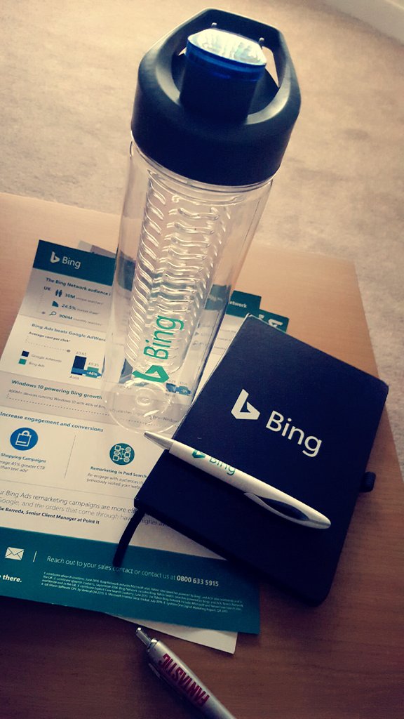 Megan_Bowker1's tweet photo. A few goodies from today's #BetterWithBing event with @BingAds https://t.co/uACtmf2ppv