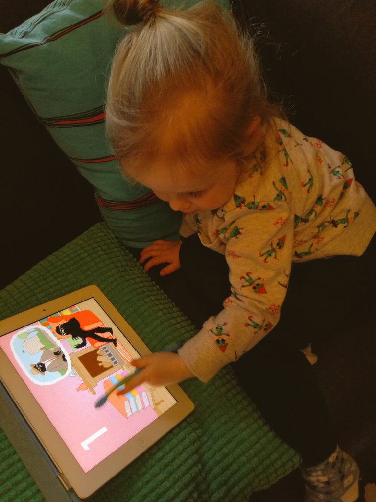 Fifteen-minute window to start dinner starts now. Mimi enthralled with <a href="/LonelyBeastApps/">Lonely Beast Apps</a> on this rainy rainy eve. #sahd #parenting #learning