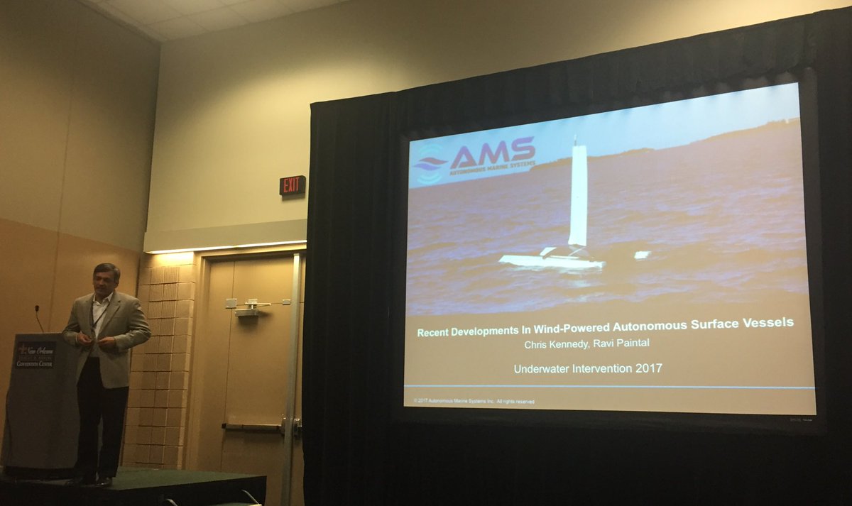 justin_manley's tweet photo. Continuing #ASV track @UITradeShow @MTSociety #UI17 is a presentation on #Robotic sailboats (sailbots?) from @automarinesys https://t.co/3jADjuOIkw