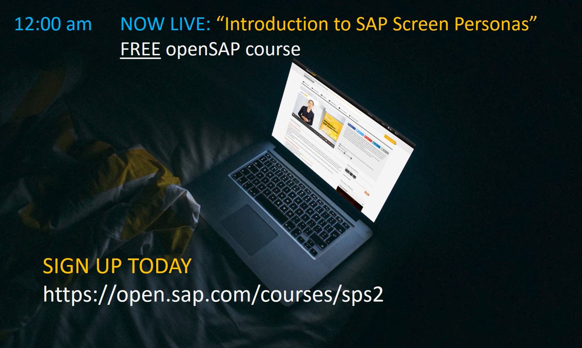 ideacone's tweet photo. New FREE openSAP course - Introduction to SAP Screen Personas now live at: https://t.co/nUYhlib2Ew https://t.co/9g8Bbl3hiB