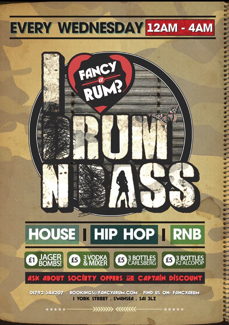 FancyaRum's tweet photo. Rum n ass tonight from 12am ππ½ππ½ Zak Wilcox on the decks π§ Great drinks deals π€ See you there! Open till 4am! #Fancyarum #Rumnass #latebar https://t.co/J9fsDXQtqK