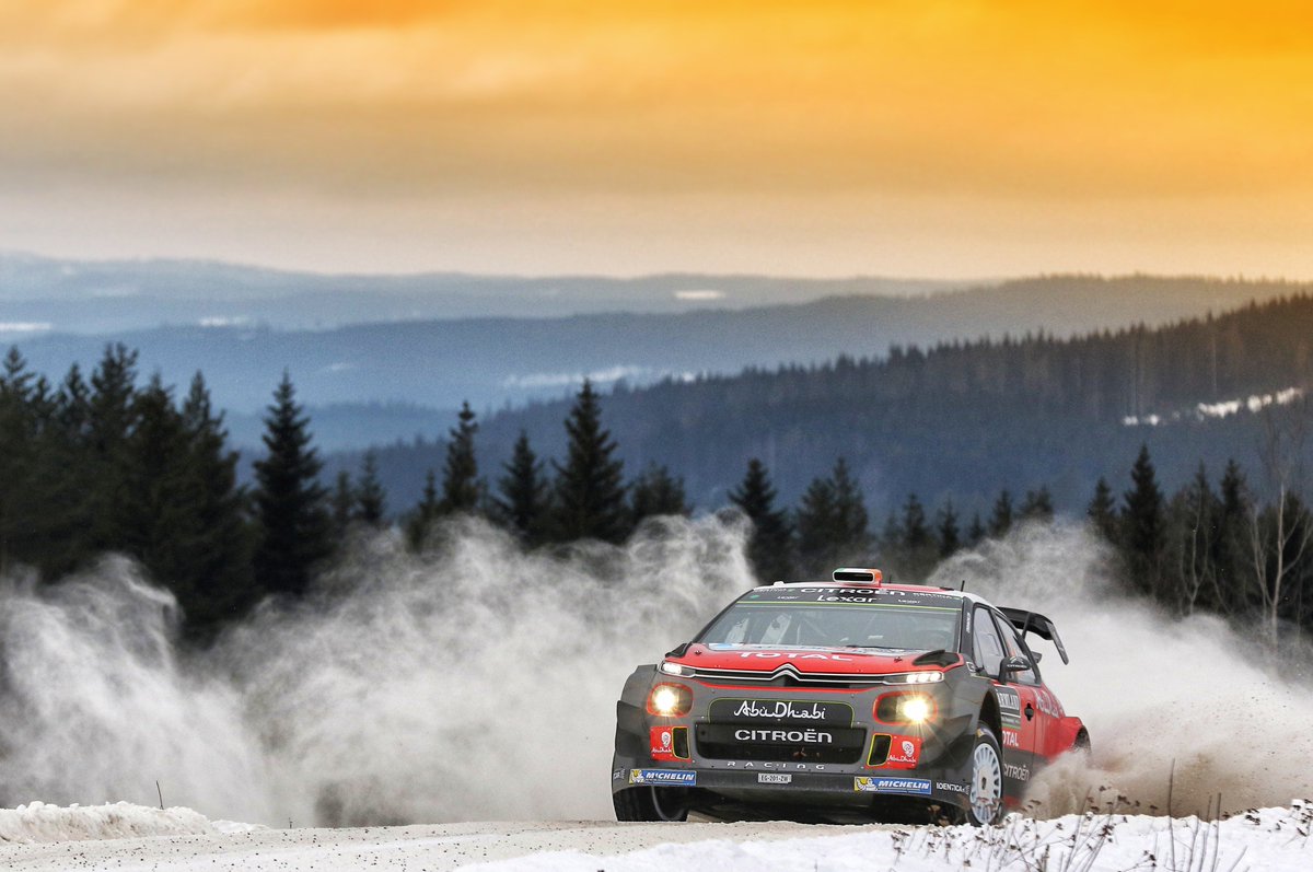 CitroenRacing's tweet photo. .@Craig_Breen on the snow with a gorgeous sunset! #WRC #C3WRC https://t.co/3Syd5HUq4j