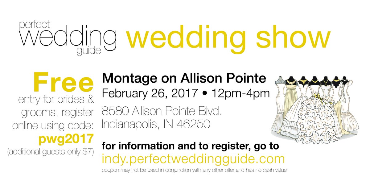 Indy brides &amp; grooms to be, the PWG February Bridal Show is this Sunday, February 26th from 12 - 4 pm! We hope to see you there!