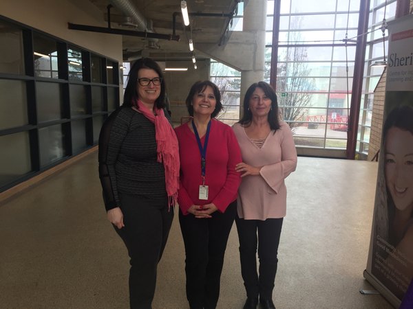kcoltherd1's tweet photo. Pina, Angela and Krystyne, part of the finance team at Sheridan supporting the cause. Sheridan #pinkday https://t.co/G58bAHr8qM
