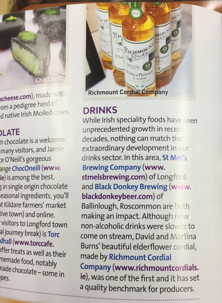 ElderflowerLfd's tweet photo. Gr8 2 see Longford featured in @GCsIreland's article in @FoodAndWineMag. Well done 2 all, delighted 2B mentioned😀#midlandsfood @LeoLongford https://t.co/l3J3vS9HYN