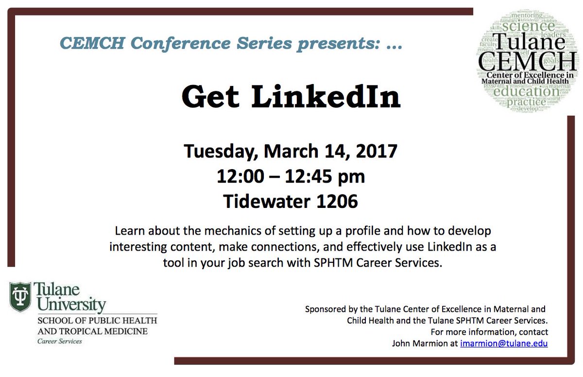 TulaneMCH's tweet photo. #GetLinkedIn #GetLinkedIn https://t.co/RsgYPLlZ5N