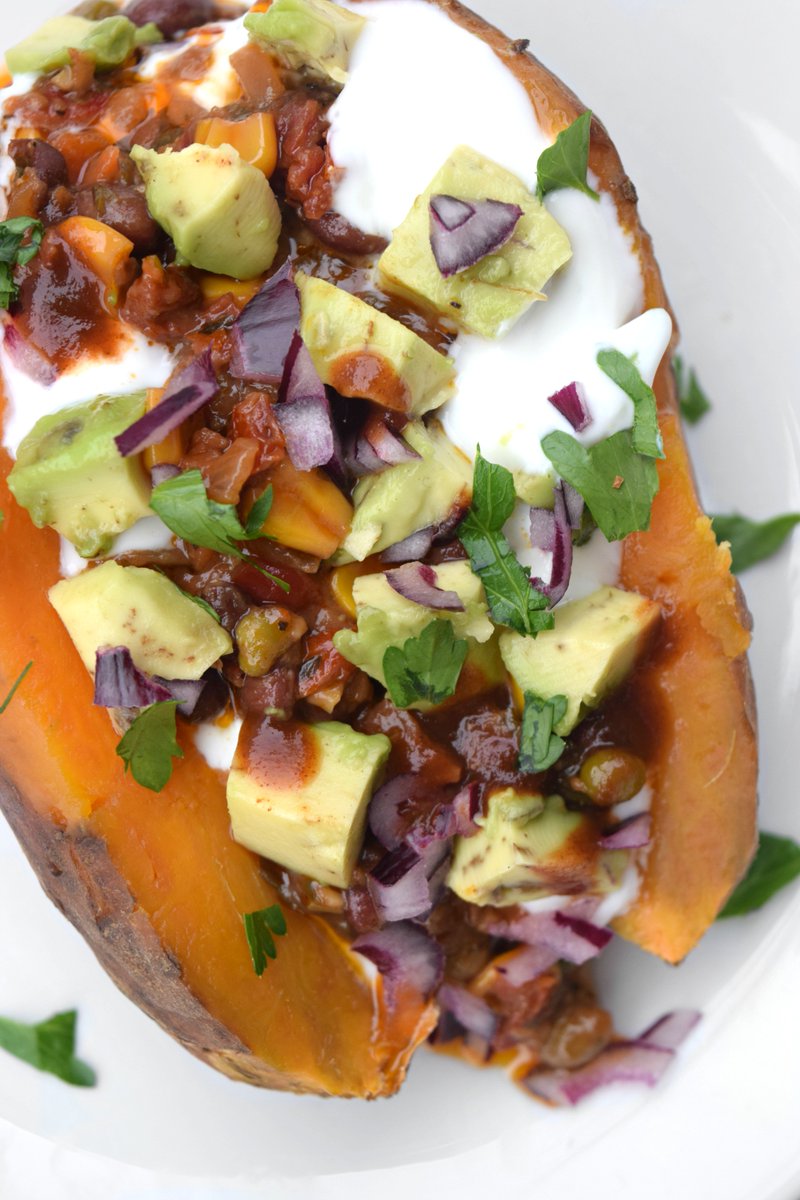 Celebrate #NationalCookaSweetPotatoDay with a loaded sweet potato with Black Bean #Miscela!