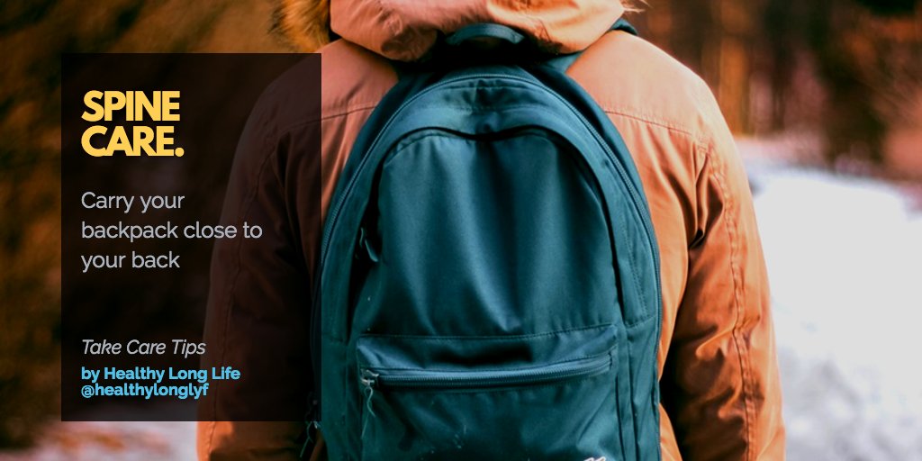 healthylonglyf's tweet photo. Spine Care: Carry your backpack close to your back #takecaretips #spine #care #backpain #remedy https://t.co/LuBULogMP8