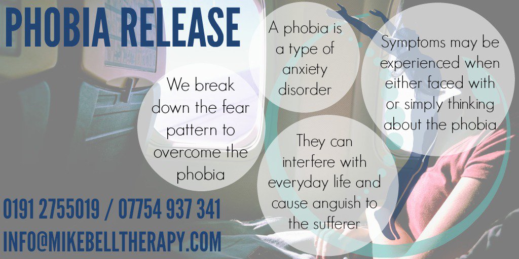 mikebelltherapy's tweet photo. Conquer your #phobia with therapy &amp; coaching!  
☎ Call now: 0191 2755019 / 07754 937 341

#SpennyBiz #NTSideHour #NLandHour #PeterleeHour https://t.co/EusY7xQ5a7