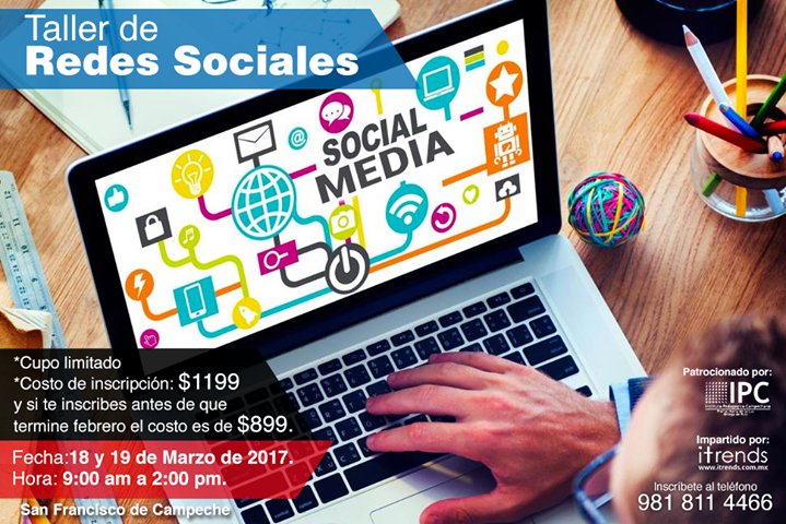 itrendsmx's tweet photo. Taller de Redes Sociales en #Campeche ¡Participa y haz crecer tu negocio!. Info: 9818114466 https://t.co/Nh0WXn6M4U