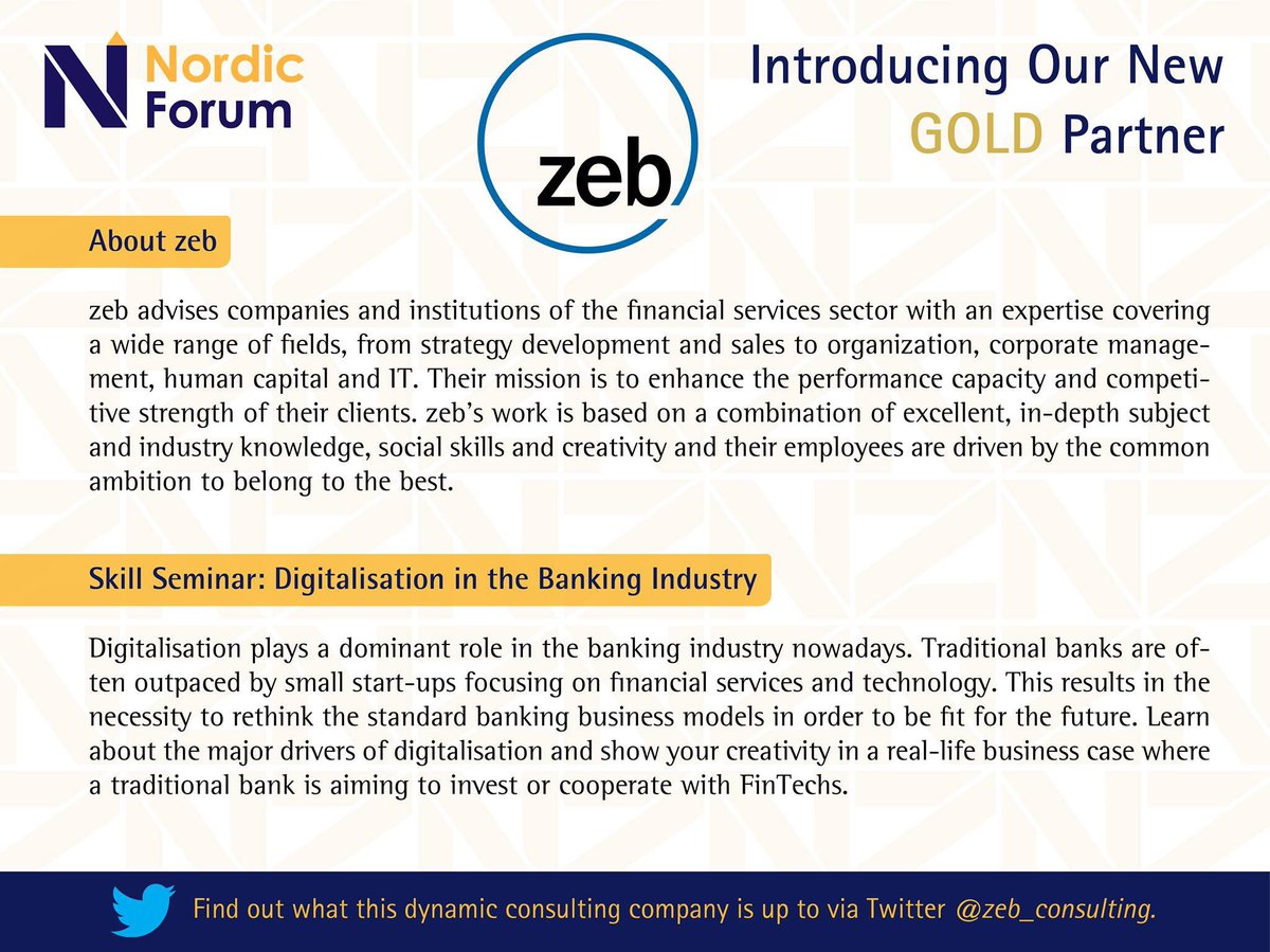 AlexZeitlberger's tweet photo. @zeb_consulting is proud sponsor of  #CEMS #NordicForum 2017 in #Bergen, #Norway. https://t.co/HpNxU1p7SU