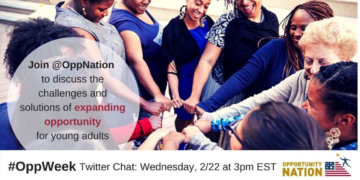 Join <a href="/oppnation/">Opportunity Nation</a> TODAY 2/22 at 3 pm to discuss #ExpandingOpportunity #oppweek