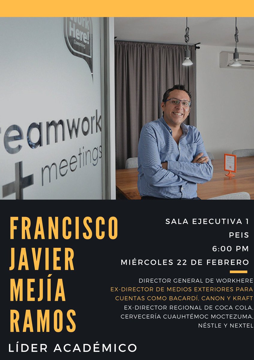 SAMYCtec's tweet photo. El día de hoy contaremos con la presencia de Francisco Mejía como Líder Académico, ¡no te lo pierdas! PEIS Sala Ejecutiva 1 a las 6:00 pm https://t.co/4hpv1Y6Vuc