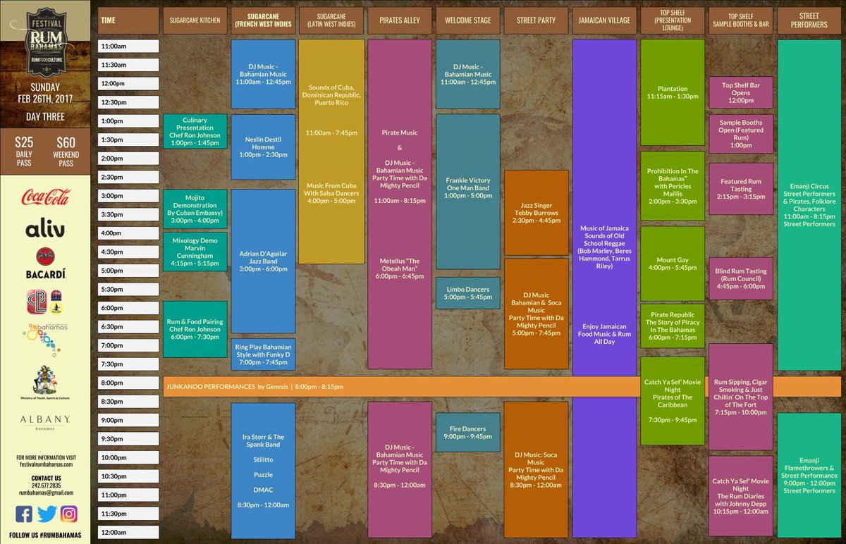 Check out and download the Entertainment schedule for #rumbahamas this weekend. Be sure to join us! facebook.com/events/2232212…