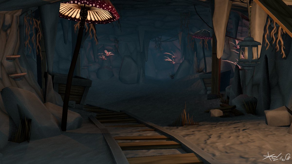 And moar #lowpoly caves! Now with human items! Next step: a big cave! Wait for the timelapse! :D #handpainted #WIPWednesday #b3D #krita