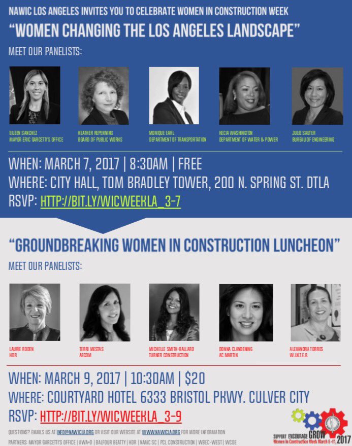 NawicLA's tweet photo. Calling all #LA #womeninconstruction and #womenindesign to join us for our upcoming #WICWeekLA2017 events! https://t.co/rFOseEOdax