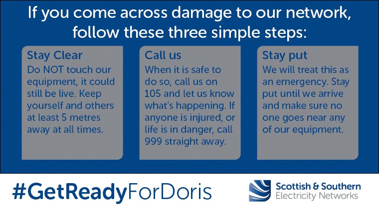 If you notice any damage to our network do not touch it, please stay clear and alert us quickly as possible. #GetReadyForDoris