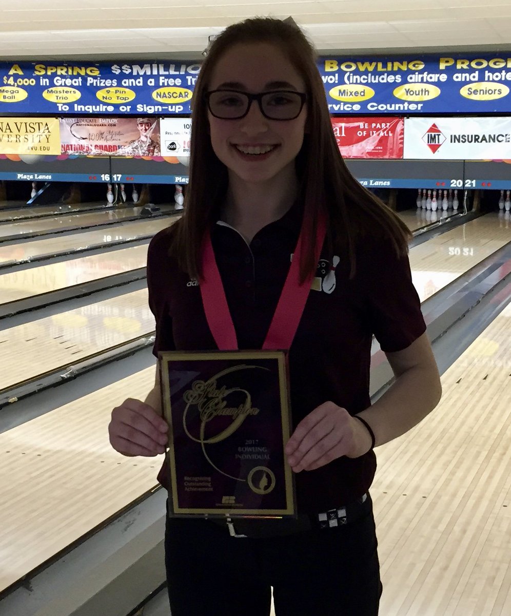Congratulations to the Class 3A State Bowling individual Hanna Duver  of Des Moines Lincoln.