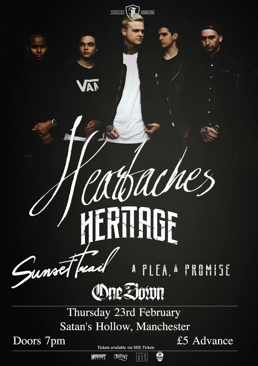 TOMORROW!
We hit the stage at 7:15pm
#satanshollow #manchester #ukhc  #beatdown #deathcore #heartaches #heritage #sunsettrail #apleaapromise